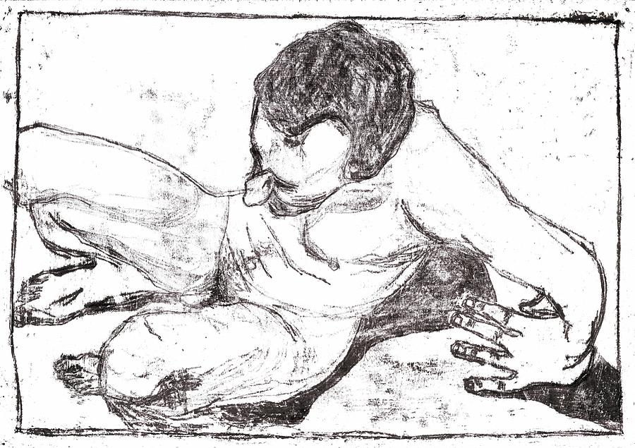 Self Reclining nude Drawing by Edgeworth Johnstone