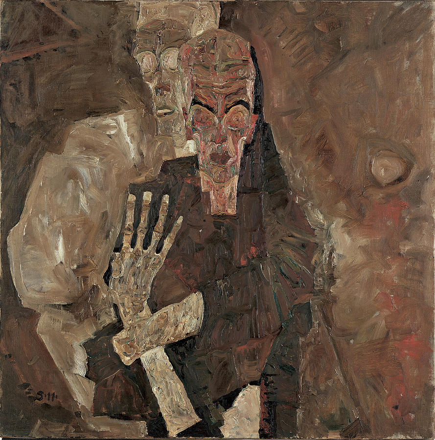 Artist Painting - Self-seer II Death And Man 1911 by Egon Schiele Artist Painting - Self-seer II Death And Man 1911 by Egon Schiele