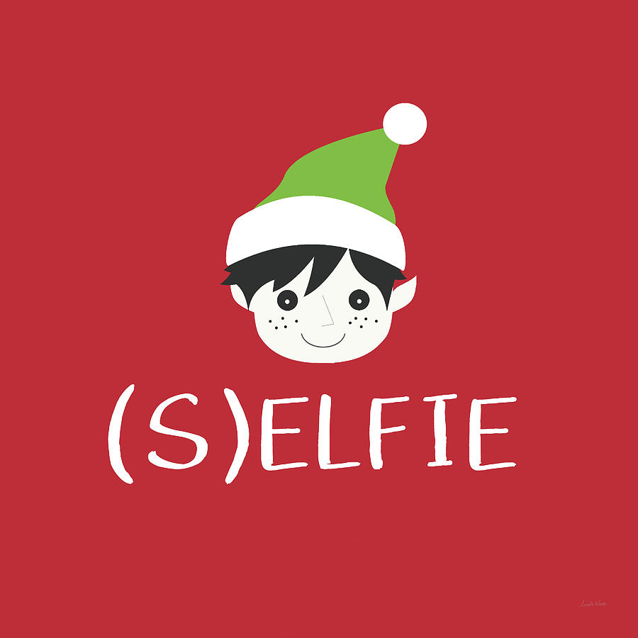 Christmas Digital Art - Selfie Elf- Art by Linda Woods by Linda Woods