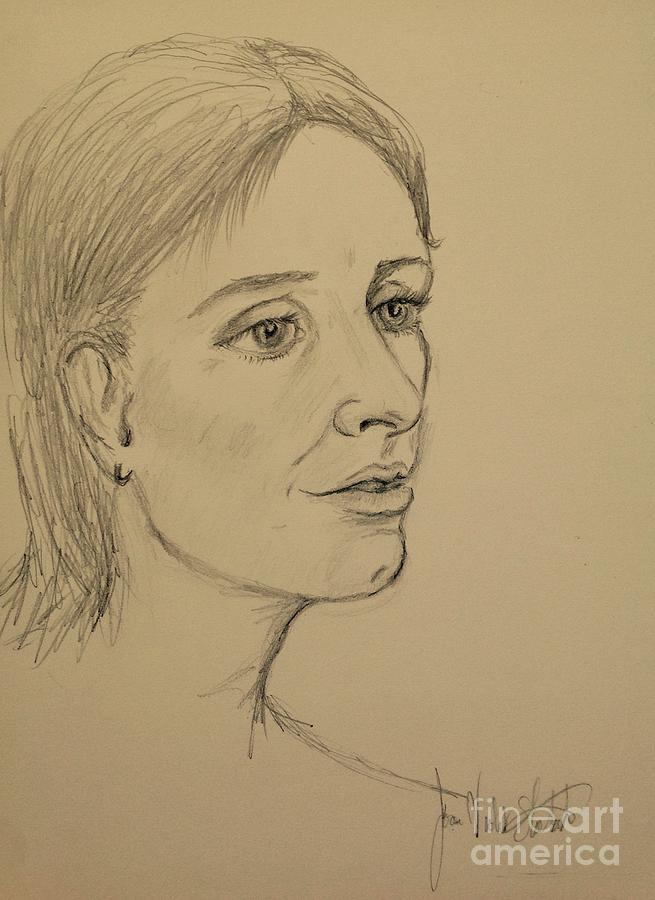 Selfie Profile 2 Drawing by Joan-Violet Stretch