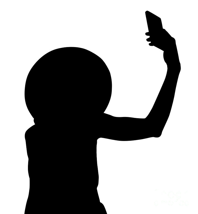 Selfie woman silhouette Digital Art by Benny Marty