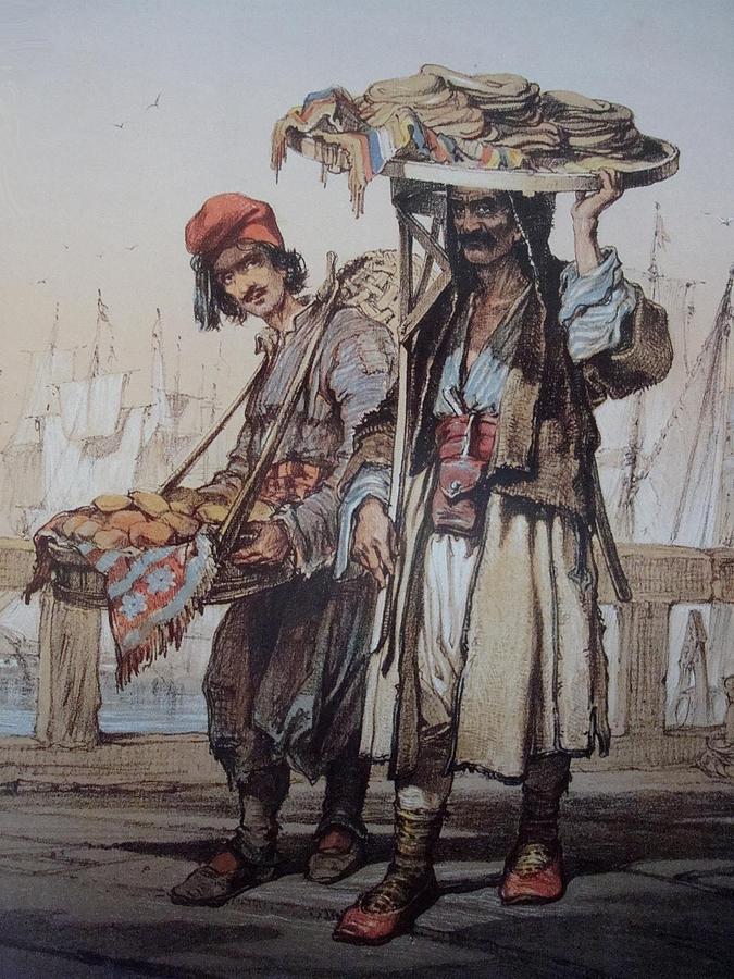 Sellers in lstanbul Painting by Amedeo Preziosi