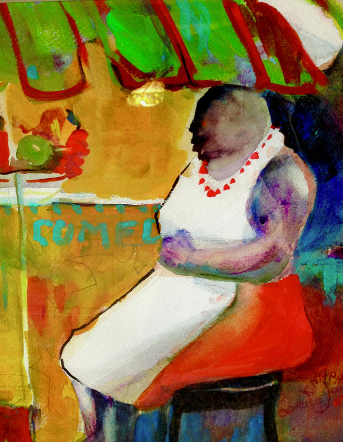Selling Fruit in Colombia Painting by Carole Johnson