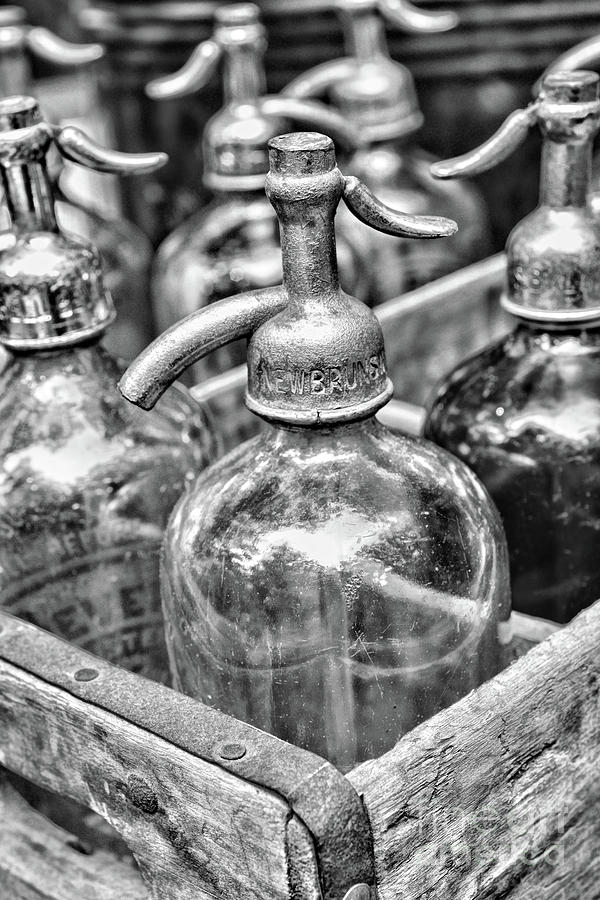 Seltzer Bottles in black and white Photograph by Paul Ward
