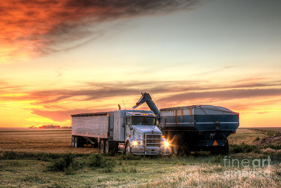 Sunset Photograph - Semi Truck Unload by Thomas Zimmerman