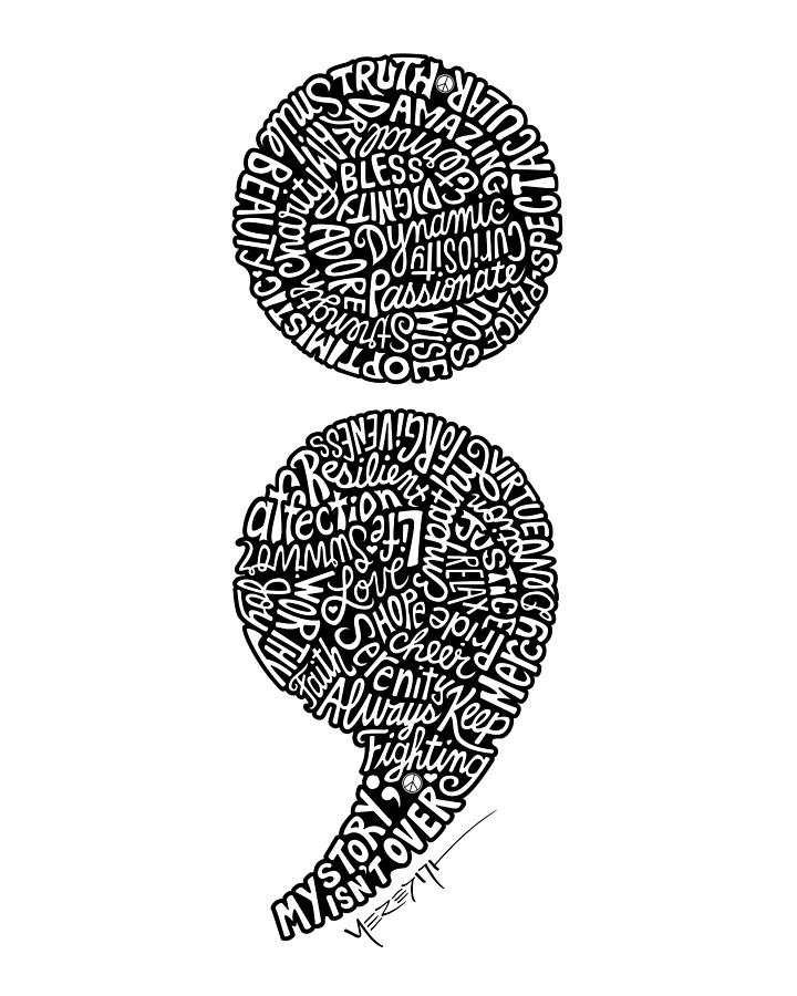Semicolon Drawing - Semicolon 2 by Meredith Brownstein