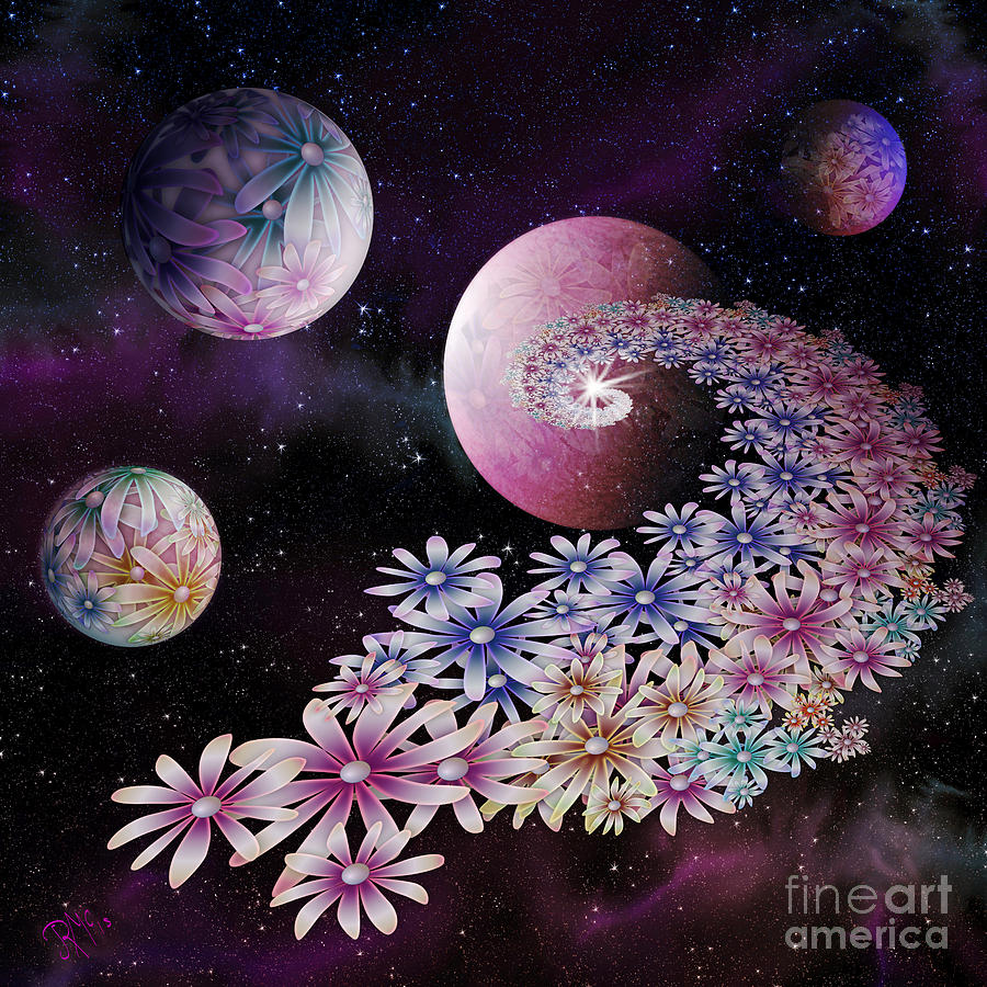Space Digital Art - Seminal Flowers by Rosa Cobos