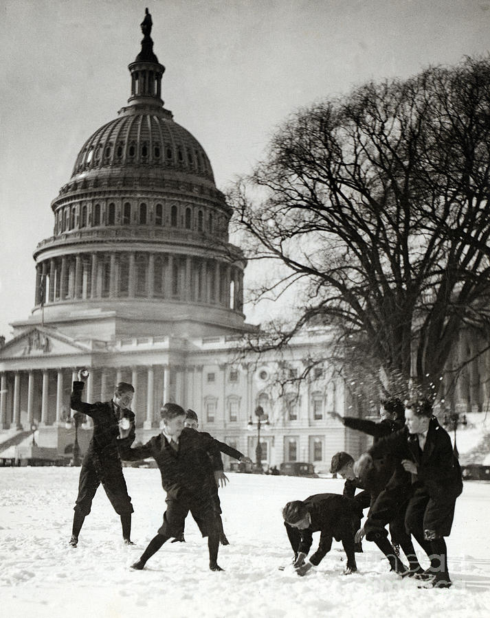 Senate Page Snowball Fight, C.1909-1932 Photograph by Science Source