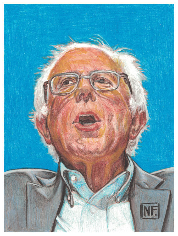 Portrait Drawing - Senator Bernie Sanders  Candidate for the Democratic nomination for President of the United States by Neil Feigeles