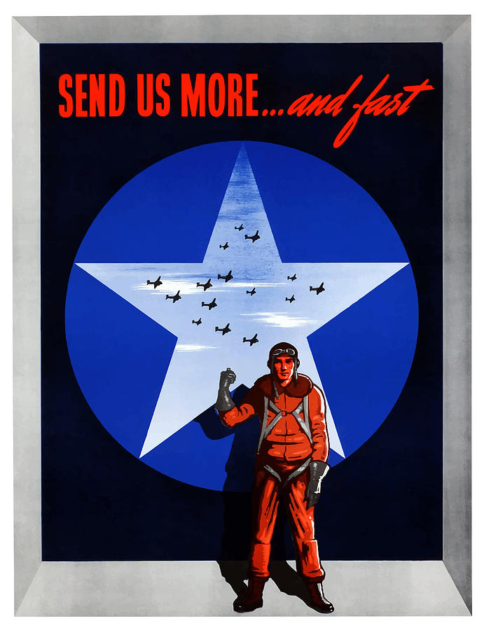 Airplane Painting - Send Us More and Fast -- WW2  by War Is Hell Store