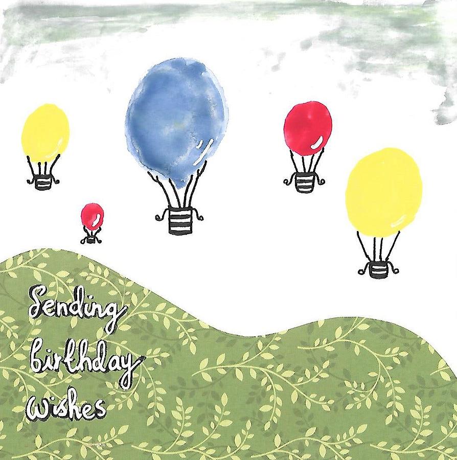 Balloons Mixed Media - Sending Birthday Wishes by Louise Best
