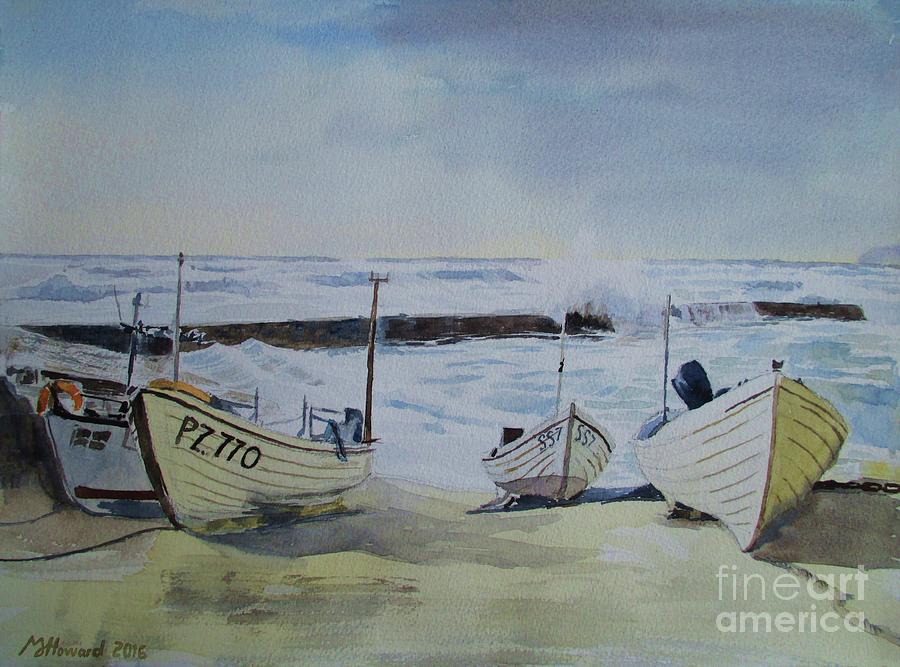 Sennen Cove Fishing boats Painting by Martin Howard