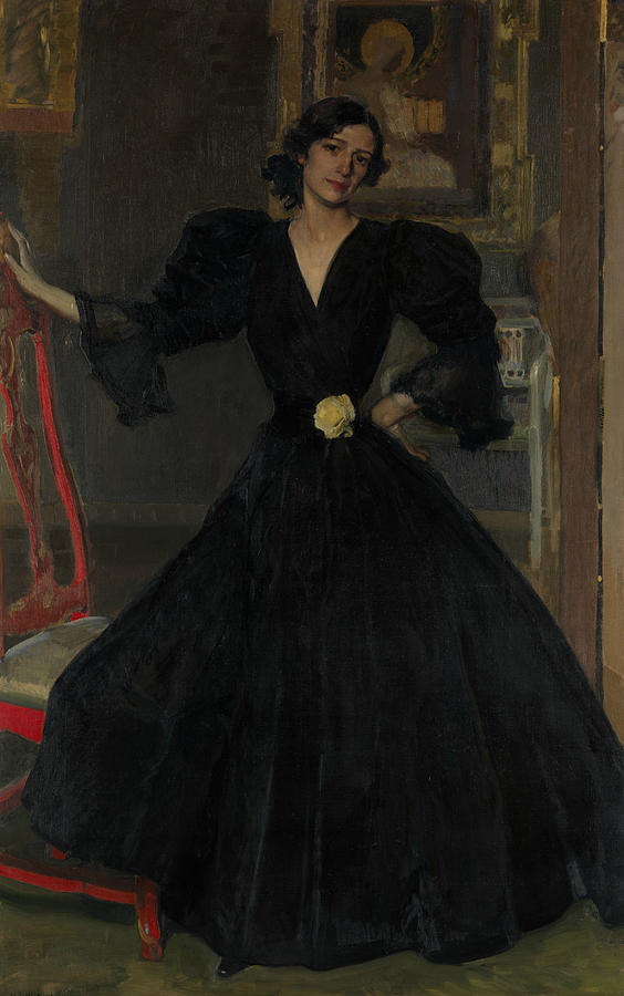 Senora de Sorolla in Black Painting by Joaquin Sorolla