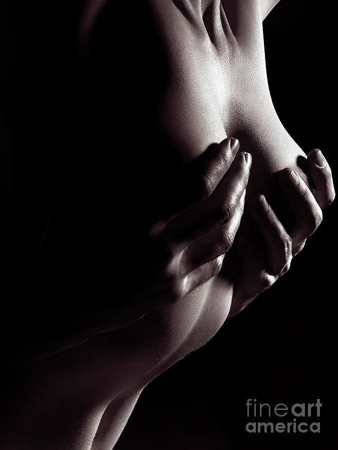 Sensual Erotic Closeup Of Man Hands On Nude Woman Breast Photograph By Awen Fine Art Prints