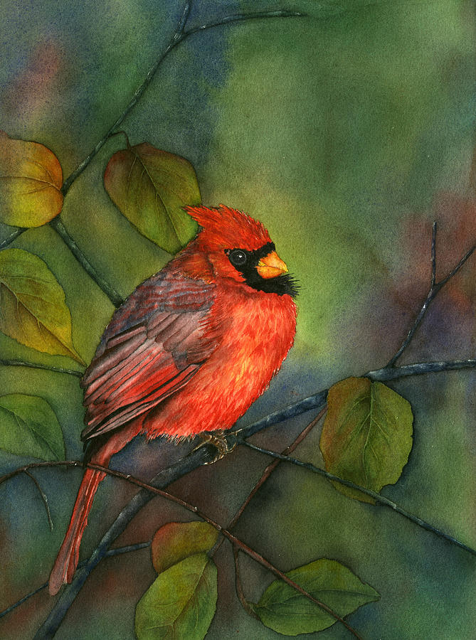 Cardinal Painting - Sentinel of the Woods by Gladys Folkers