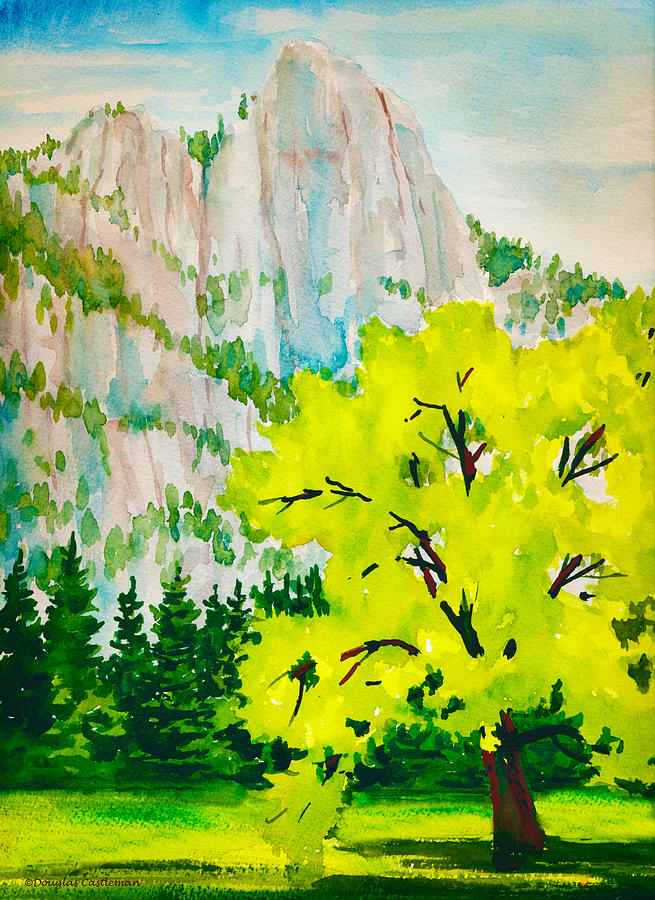 Sentinel Rock with Tree Painting by Douglas Castleman