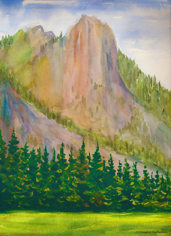 Sentinel Rock Yosemite Spring Painting by Douglas Castleman