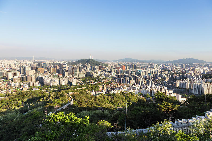 Seoul city wall from Inwangsan mountain in South Korea capital c Photograph by Didier Marti