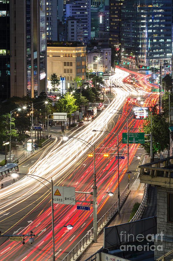 Architecture Photograph - Seoul night rush by Didier Marti