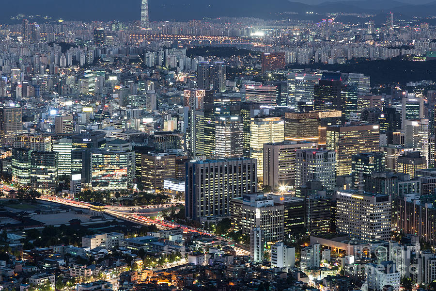 Seoul skyline at night Photograph by Didier Marti