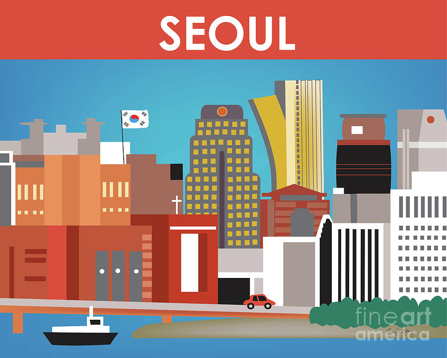 Seoul South Korea Horizontal Skyline Digital Art by Karen Young | Fine ...