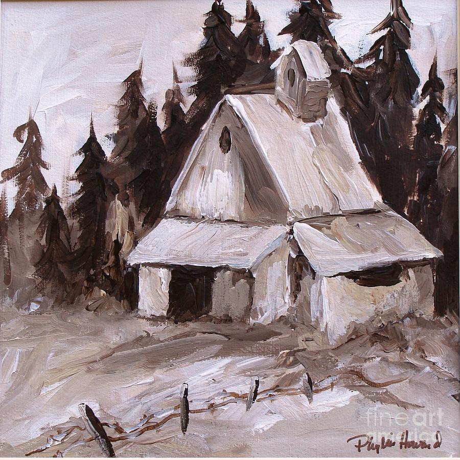 Sepia Barn Painting by Phyllis Howard