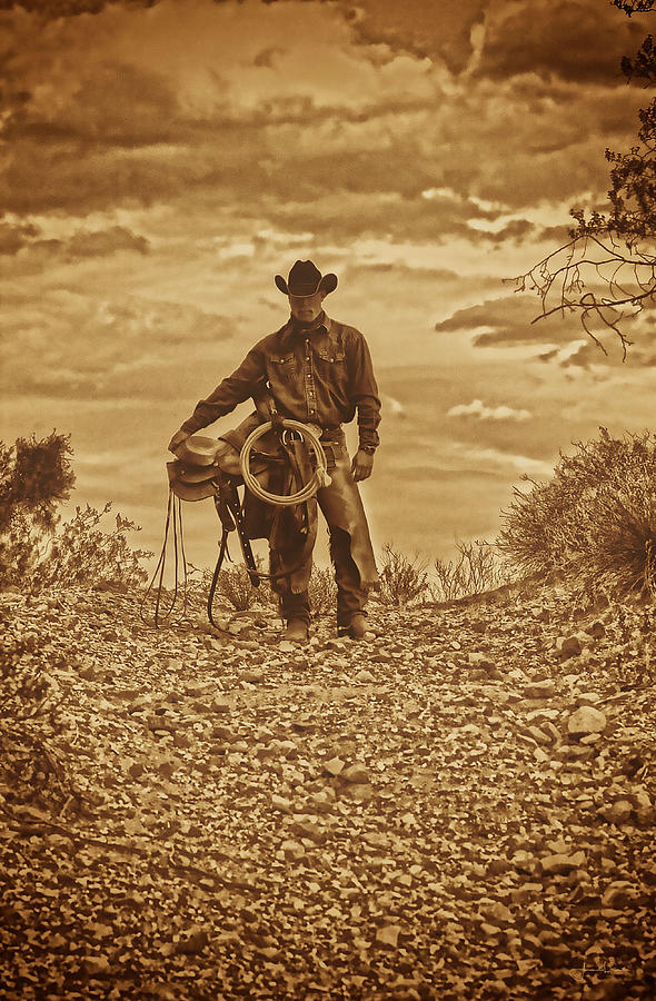 Sepia Cowboy Photograph by Amanda Smith