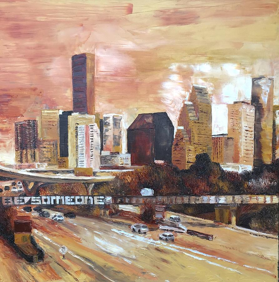 Houston Painting - Sepia Houston by Lauren Luna