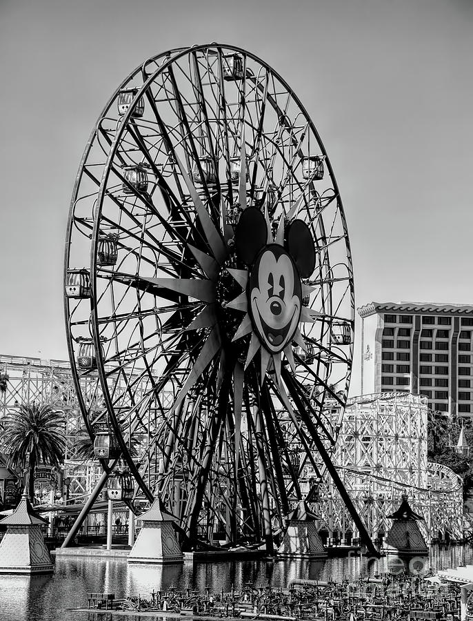 Sepia Mickey Ferris Wheel California  Photograph by Chuck Kuhn
