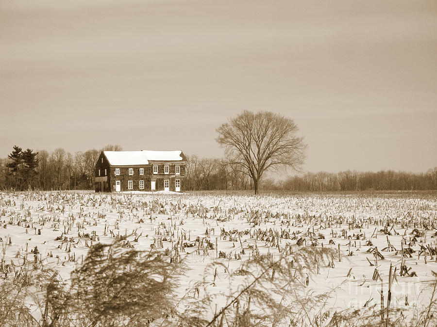 Winter Photograph - Sepia Molly Pitcher Home by Andrew Kazmierski