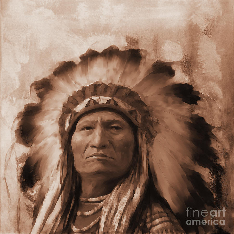Sepia Native art  Painting by Gull G