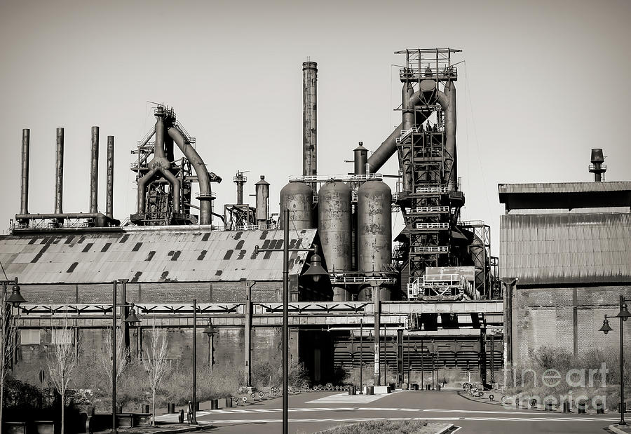 Sepia Steel Furnaces Bethlehem Steel USA Photograph by Chuck Kuhn