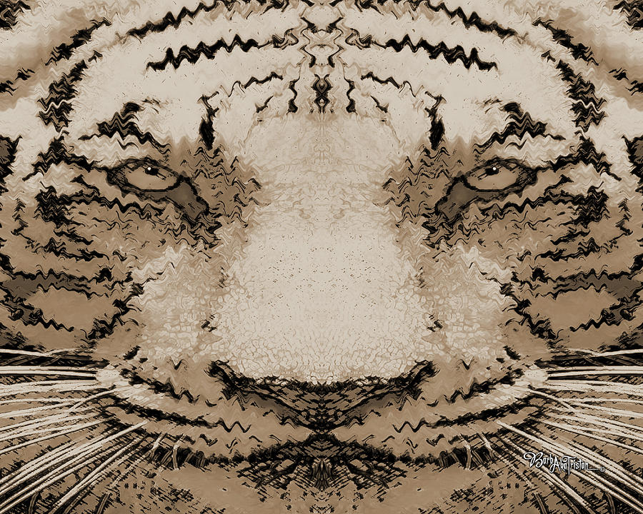 Sepia Tiger #162 Digital Art by Barbara Tristan