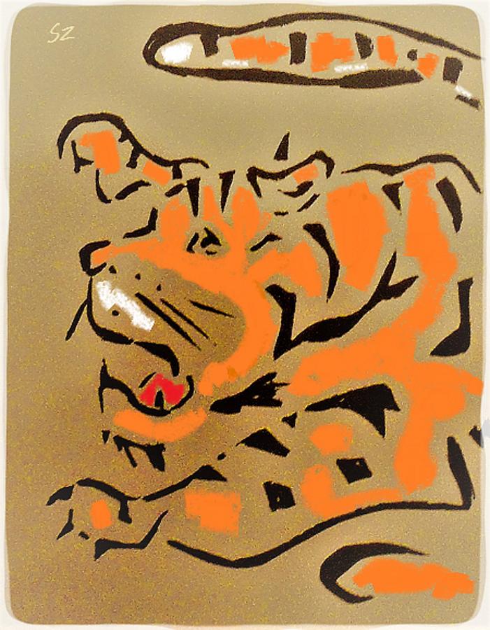 Sepia Tiger Mixed Media by Samuel Zylstra - Fine Art America