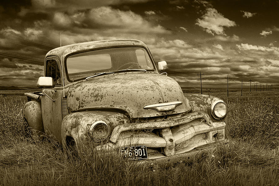 Sepia Tone Abandoned Chevy Pickup Truck Photograph by ... - Saiin Ahmadnur