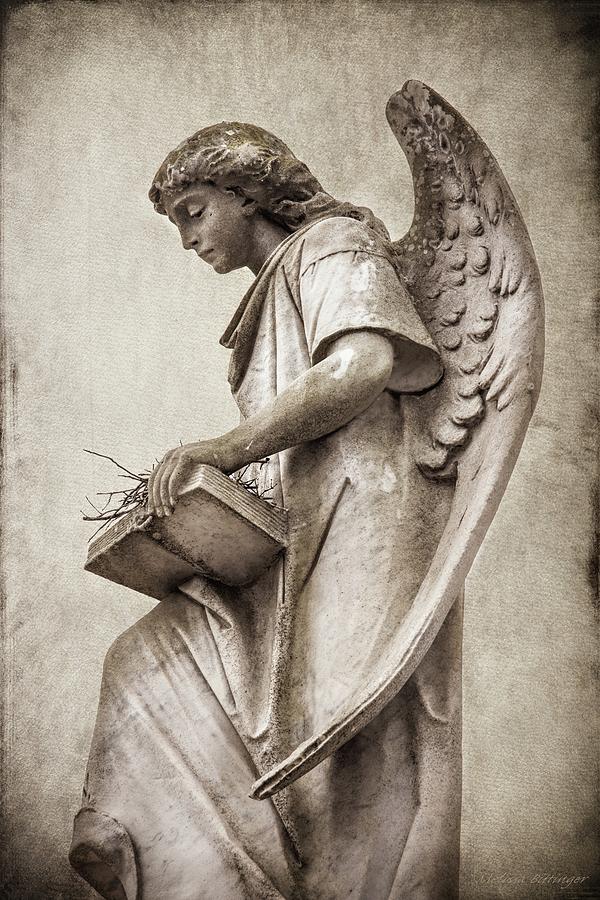 Sepia Toned Cemetery Angel Photograph by Melissa Bittinger