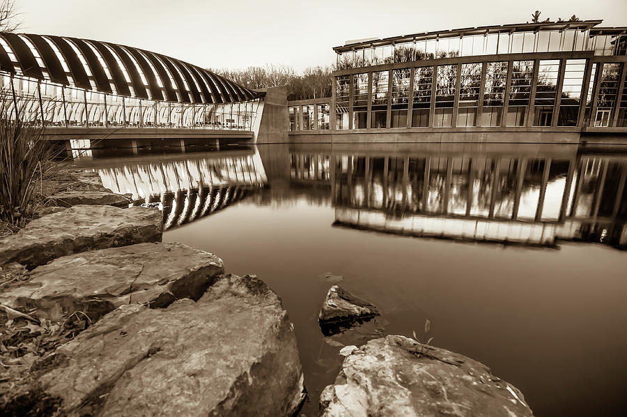 Sepia Toned Crystal Bridges Museum Reflections Photograph