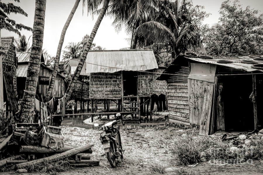 Sepia Tones Home Shelter Rural Cambodia  Photograph by Chuck Kuhn