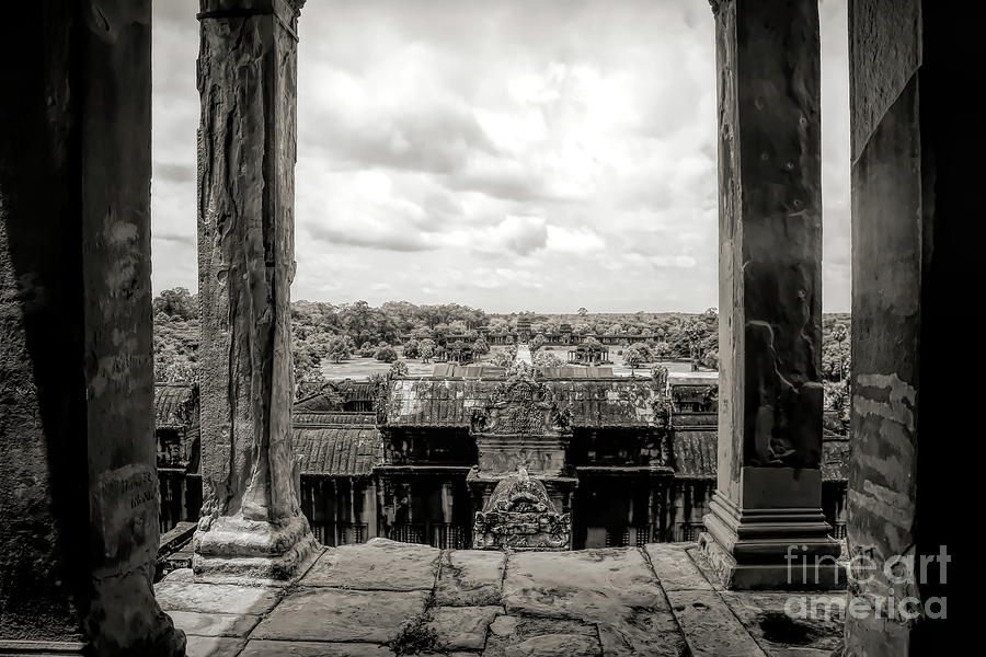 Sepia Wonder of World UNESCO Angkor Wat  Photograph by Chuck Kuhn