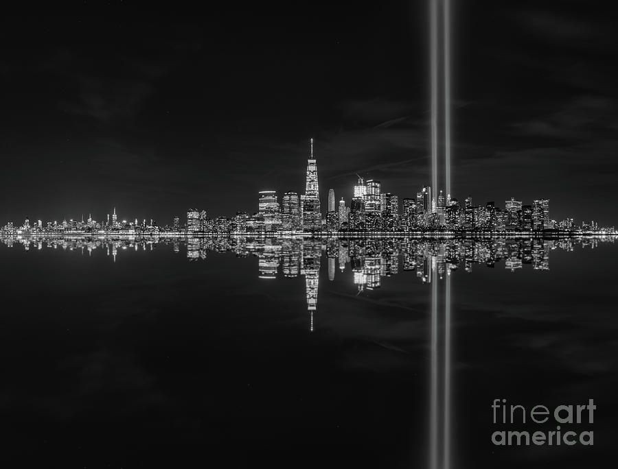 New York City Photograph - September 11th Manhattan Reflections BW by Michael Ver Sprill