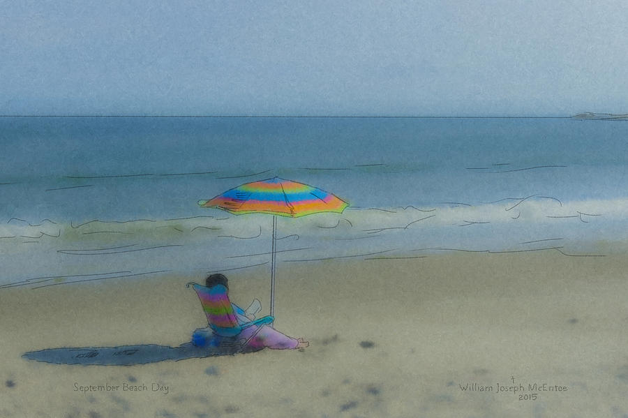 September Beach Reader Painting by Bill McEntee