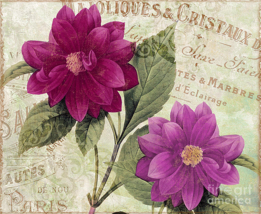 Purple Dahlias Painting - September Dahlias by Mindy Sommers