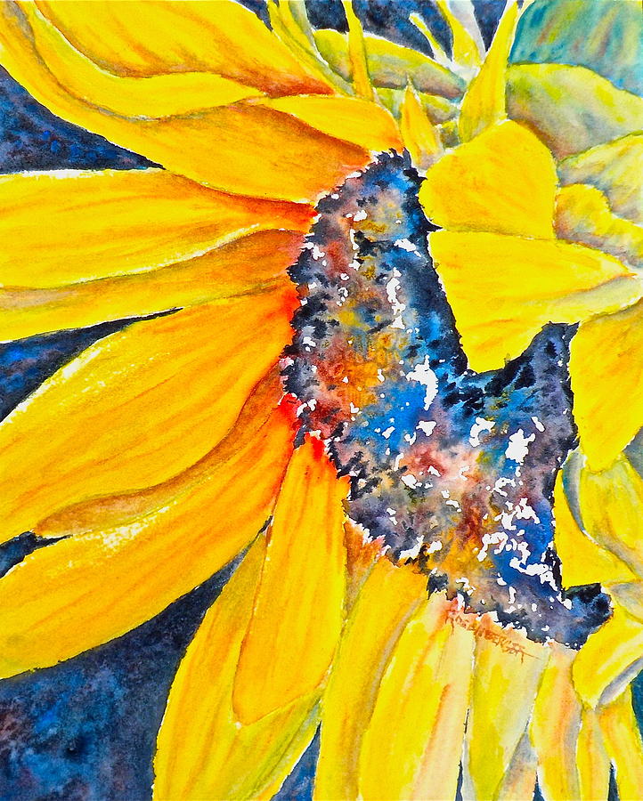 September Sunflower Painting by Carolyn Rosenberger