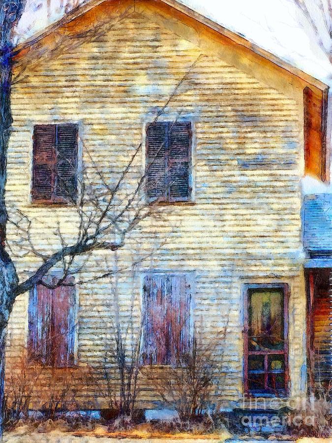 Septembers gone - Yellow farmhouse windows Photograph by Janine Riley