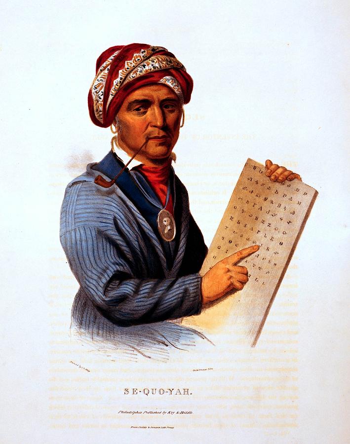 Sequoyah, Cherokee inventor, by C.B. King, ca. 1836 Painting by Vincent Monozlay