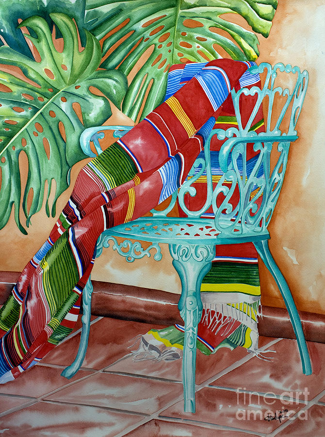 Serape on Wrought Iron Chair II Painting by Kandyce Waltensperger