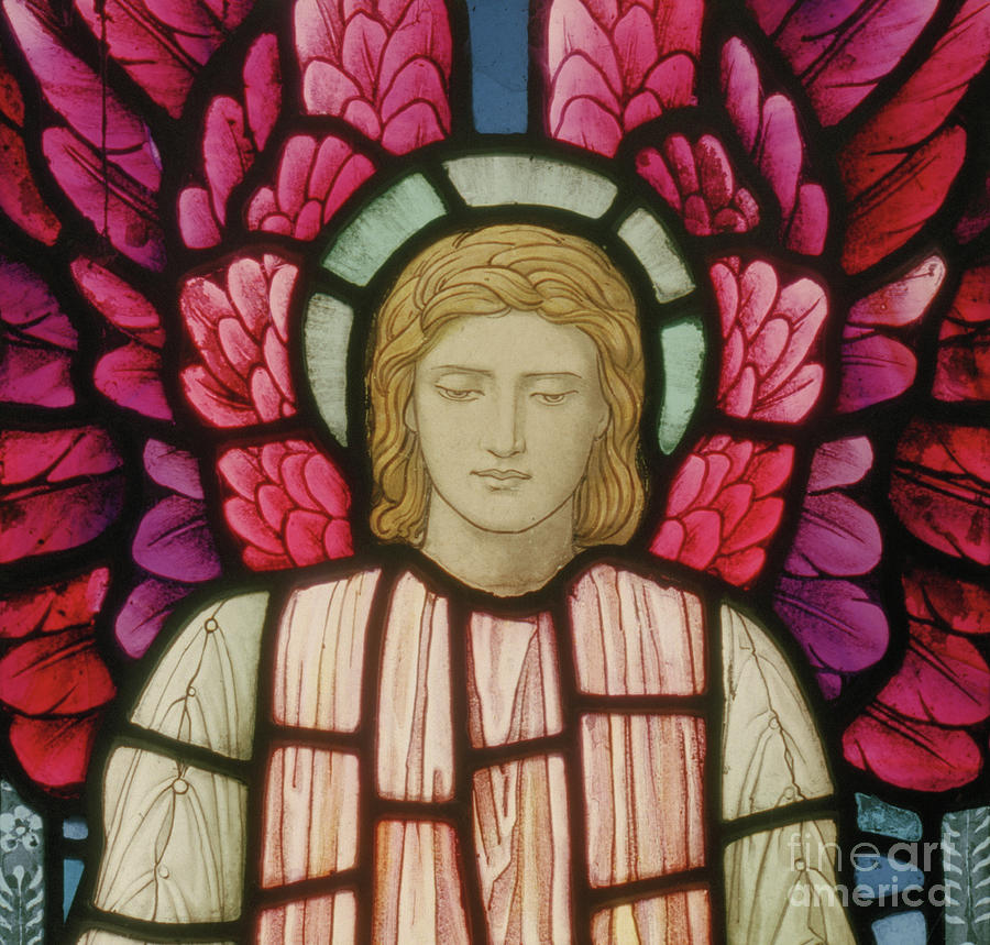 Feather Glass Art - Seraphim Angel detail, 1897 by Henry Holiday