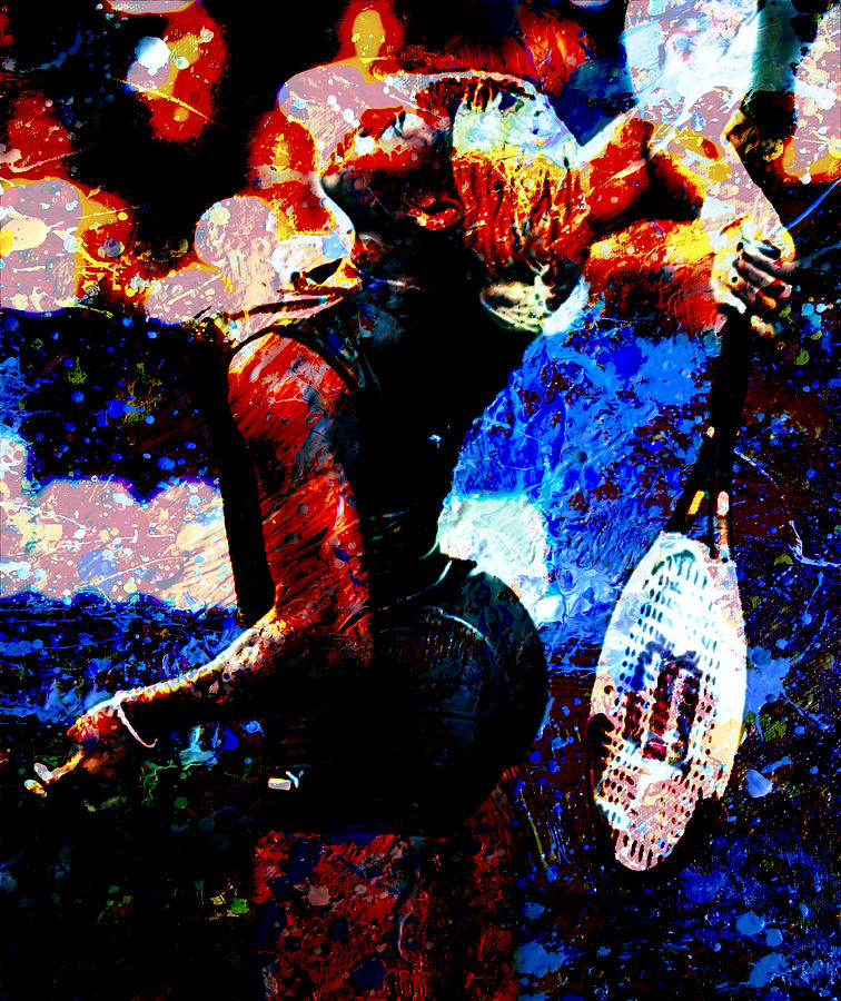 Serena Williams In the Paint Mixed Media by Brian Reaves
