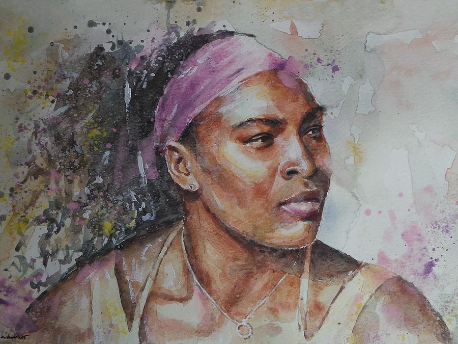 Serena Williams - Portrait 6 Painting by Baris Kibar