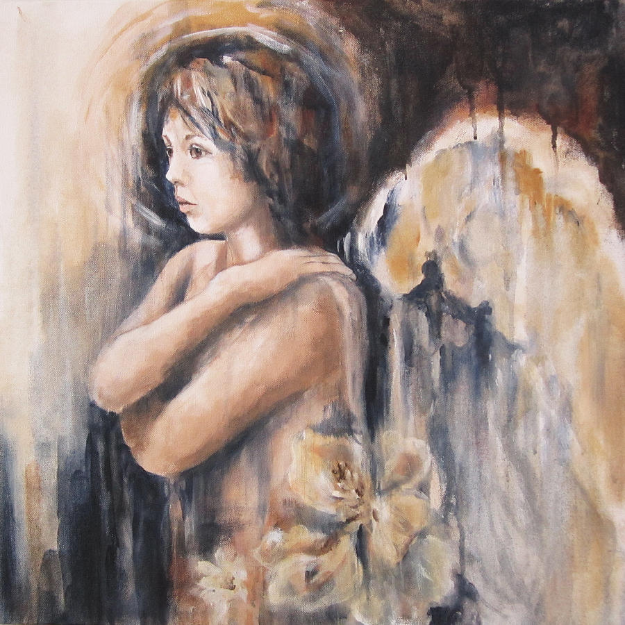 Angel Painting - Serene by Karen Schmitt